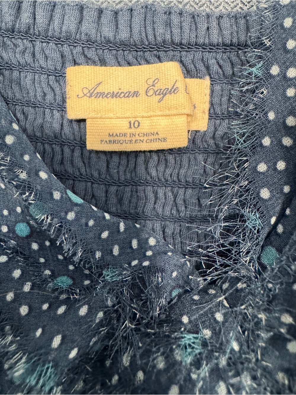 American Eagle Outfitters Navy Blue Polka Dot Spaghetti Strap Dress. Size 10 - Picture 4 of 8